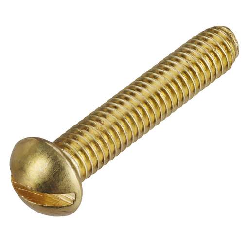 Olympic Fixings 2BA x 1"  Round Head Slot Machine Screws Brass (Pack of 100)
