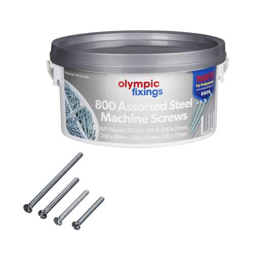 Olympic Fixings M3.5 Steel Machine Screws Trade Tub (Tub of 800)