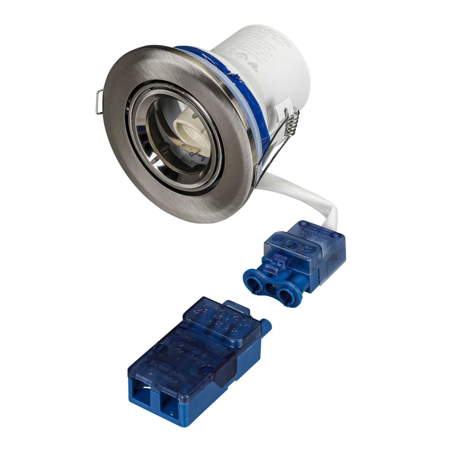 Ovia Flameguard GU10 Cast Adjustable Downlight Satin Chrome (OVGU705SC) CEF