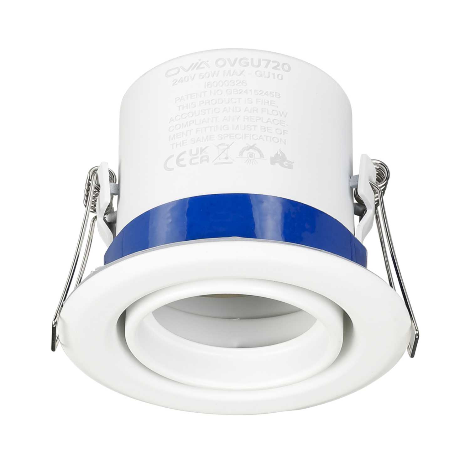 Ovia Flameguard GU10 Adjustable Downlight White (OVGU720WH) CEF