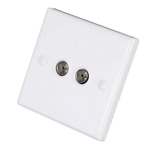 Philex 1 Gang Twin Coaxial Socket White