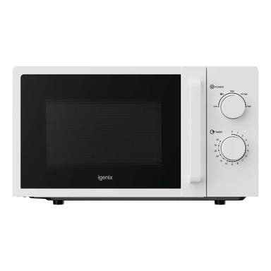 Igenix 20L 800W Manual Microwave White with Stainless Steel Cavity