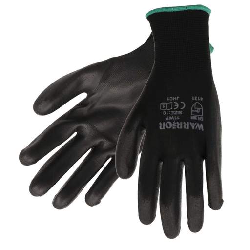 Warrior One Size Polyurethane Palm Gloves Black