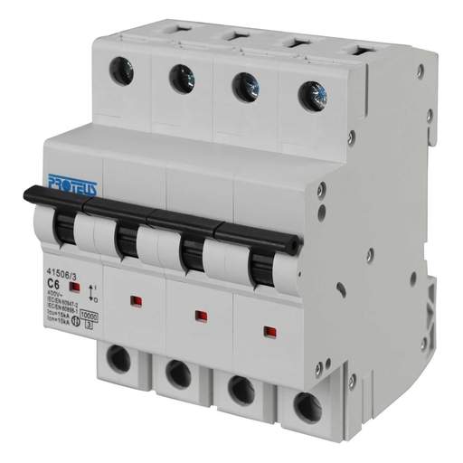 Proteus 6A Four Pole 15kA C Curve MCB