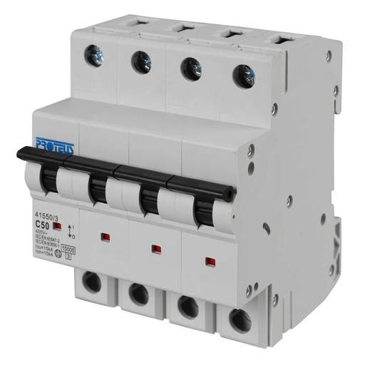 Proteus 50A Four Pole 15kA C Curve MCB