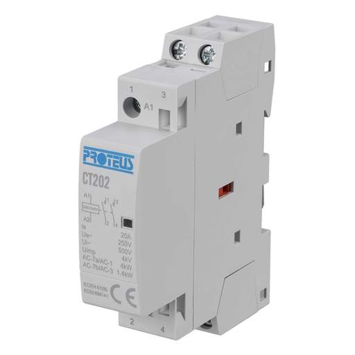 Proteus 20A 2 Pole 230V 1 Module NO Contactor