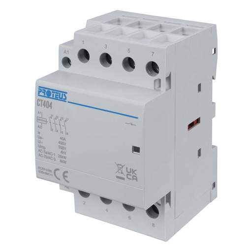 Proteus 40A 4 Pole 230V 3 Module NO Contactor