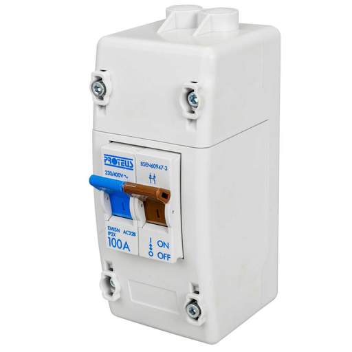 Proteus 100A DP Electricity Meter Isolator Switch - LHS Neutral - Twin Terminals
