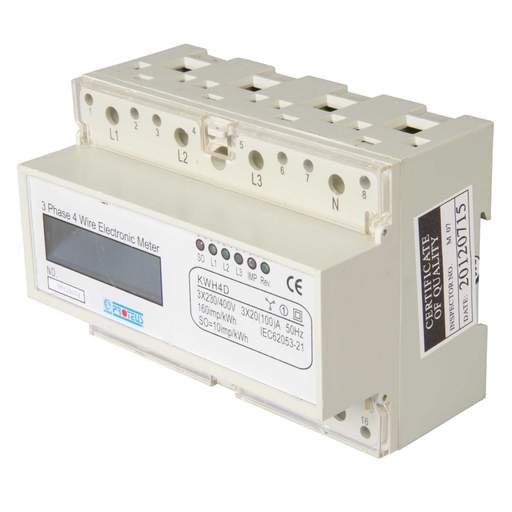 Proteus 100A Triple Pole plus Neutral Non-Tariff Direct Connect Kilowatt-Hour Meter - Digital Readout