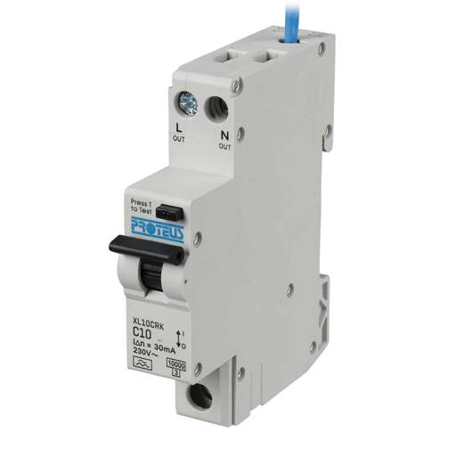 Proteus XL 10A 1P+N 1 Module C Curve 10kA 30mA Type A Compact RCBO