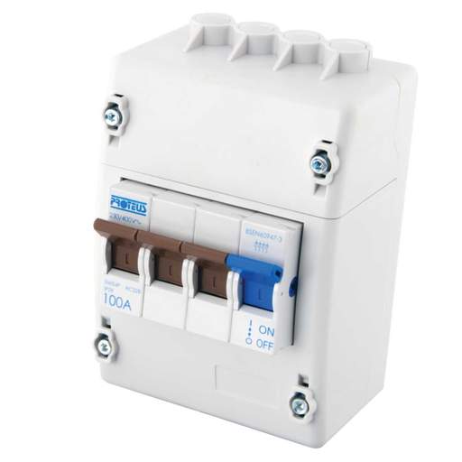 Proteus 100A TP+N Electricity Meter Dual Screw Isolator Switch