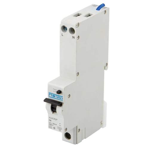 Proteus XL 6A Double Pole 1 Module Bidirectional C Curve 10kA 30mA Type A RCBO