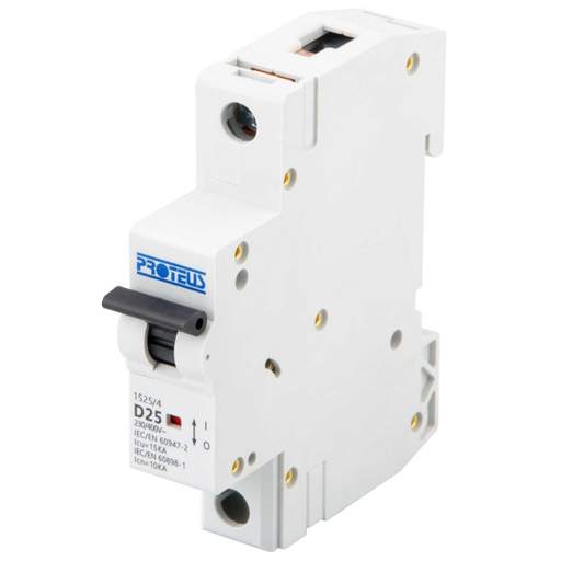 Proteus 25A Single Pole 15kA D Curve MCB