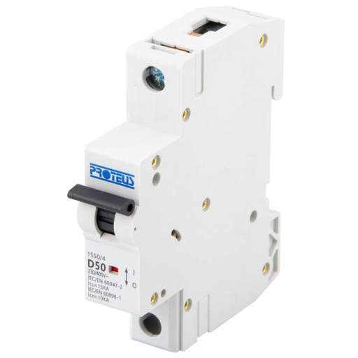Proteus 50A Single Pole 15kA D Curve MCB