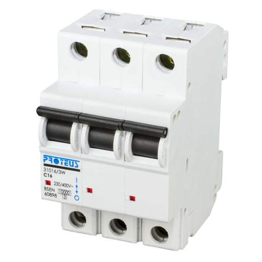 Proteus 16A Triple Pole 10kA C Curve MCB