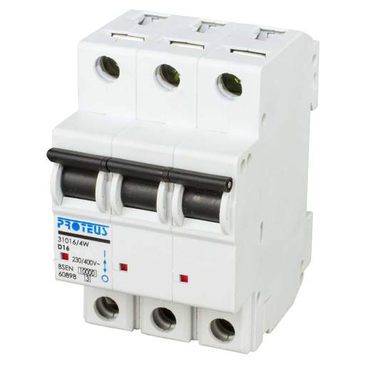 Proteus 16A Triple Pole 10kA D Curve MCB