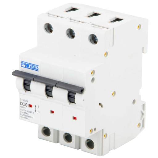 Proteus 10A Triple Pole 15kA D Curve MCB