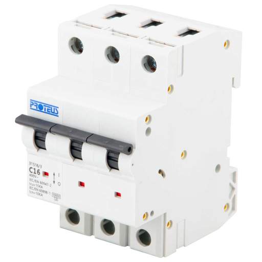 Proteus 16A Triple Pole 15kA C Curve MCB
