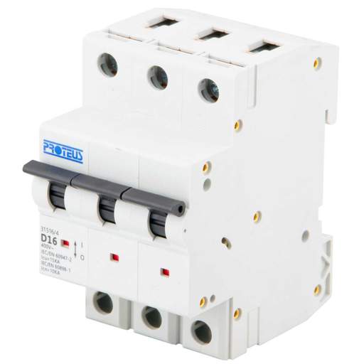 Proteus 16A Triple Pole 15kA D Curve MCB