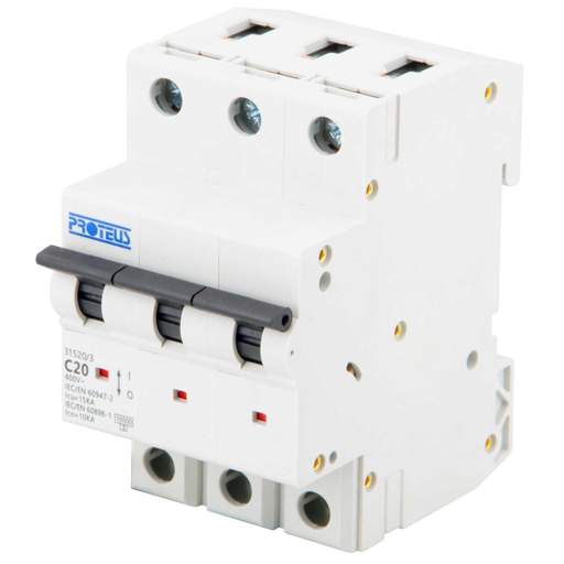 Proteus 20A Triple Pole 15kA C Curve MCB