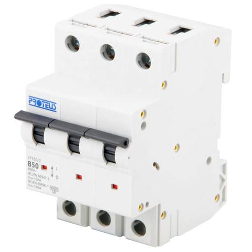 Proteus 50A Triple Pole 15kA B Curve MCB