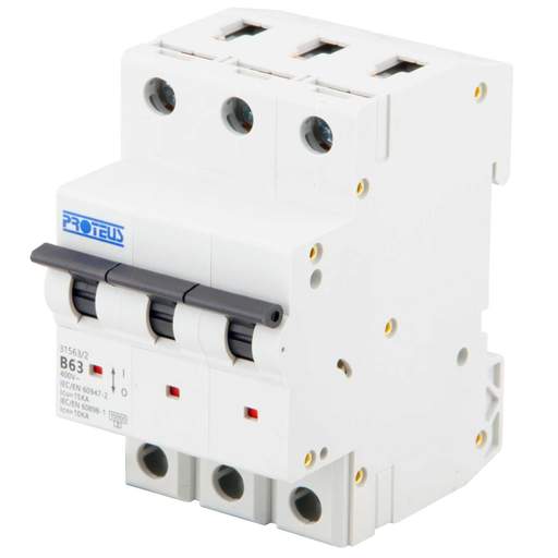 Proteus 63A Triple Pole 15kA B Curve MCB