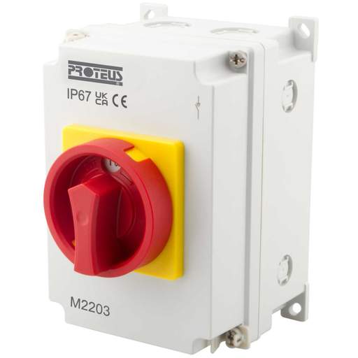 Proteus 20A 3 Pole Rotary Isolator Switch IP67
