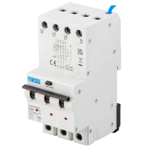 Proteus XL 20A 4 Pole 3 Module C Curve 10kA 300mA Type A RCBO
