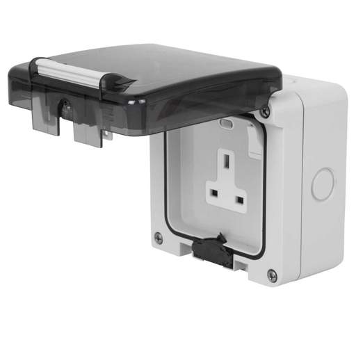 Scame 1 Gang 13A Double Pole Switched Socket IP66 Grey
