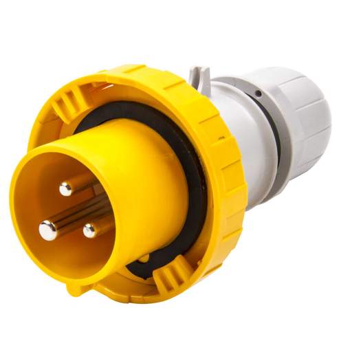 Scame Optima 16A 2P+E 110V Plug IP67 Yellow