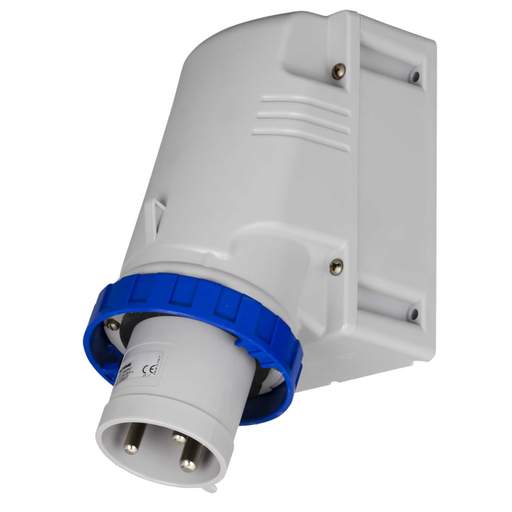 Scame Optima-Top 63A 2P+E 230V Wall Mounted Appliance Inlet IP67 Blue