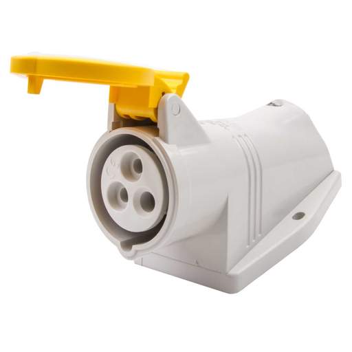 Scame Optima-Base 16A 2P+E 110V Wall Mounted Socket IP44 Yellow