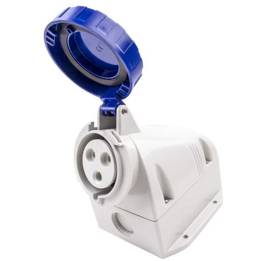 Scame OPTIMA-TOP 32A 2P+E 230V Wall Mounted Socket IP67 Blue