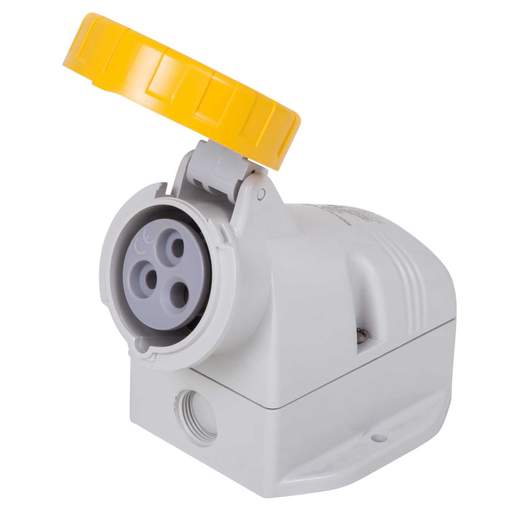 Scame Optima-Top 16A 2P+E 110V Wall Mounted Socket IP67 Yellow