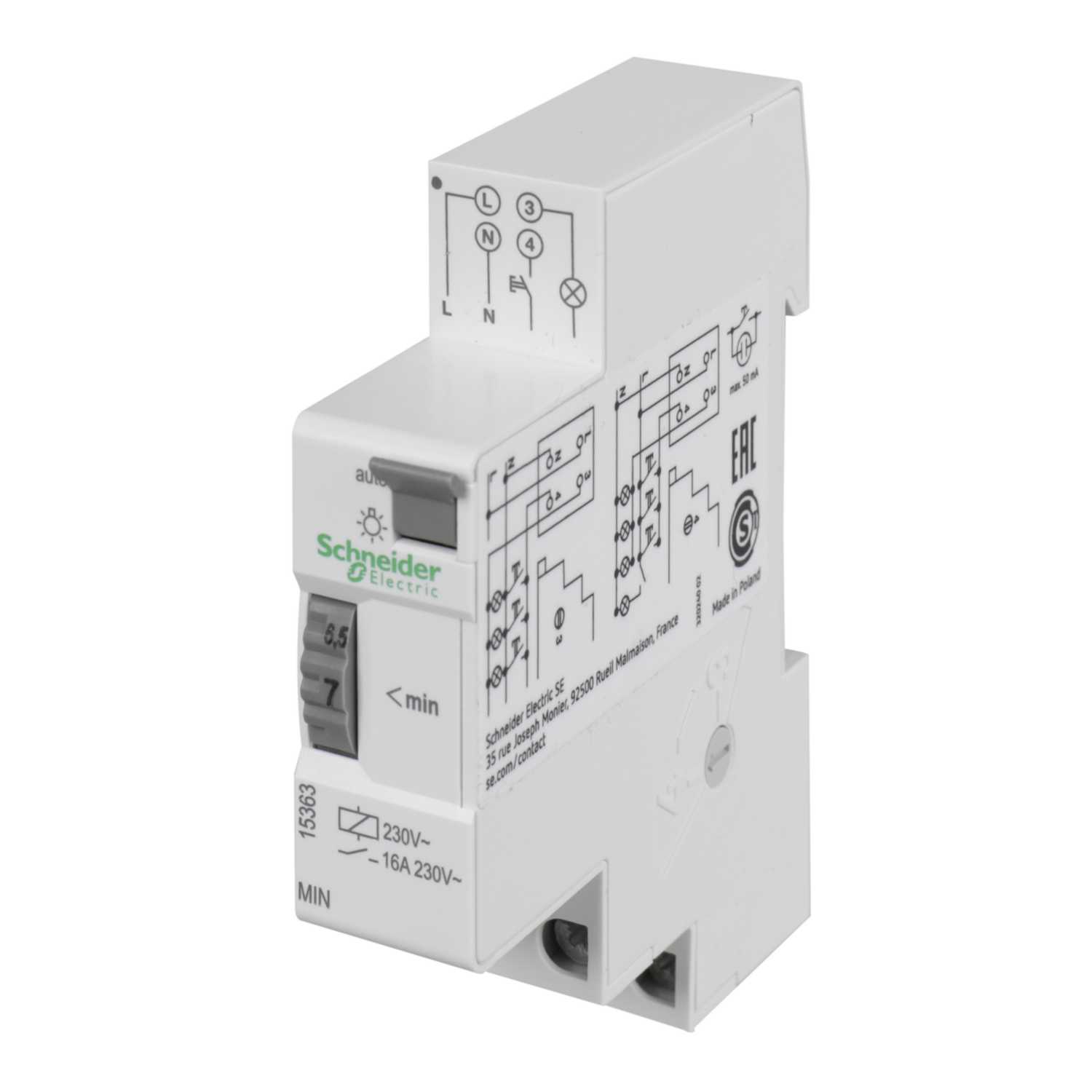 Schneider 15363 elektromechanische traplichttimer MIN, 1 tot 7 minuten, blanc, 2 x 7 x 8 cm Schneider 15363 elektromechanische traplichttimer MIN, 1 tot 7 minuten, blanc, 2 x 7 x 8 cm