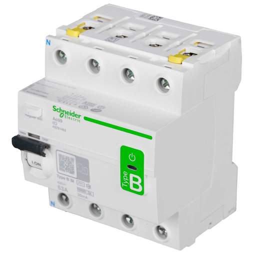 Schneider Acti9 63A 4 Pole 30mA Type B Instantaneous Time Delay DC Sensitive RCD