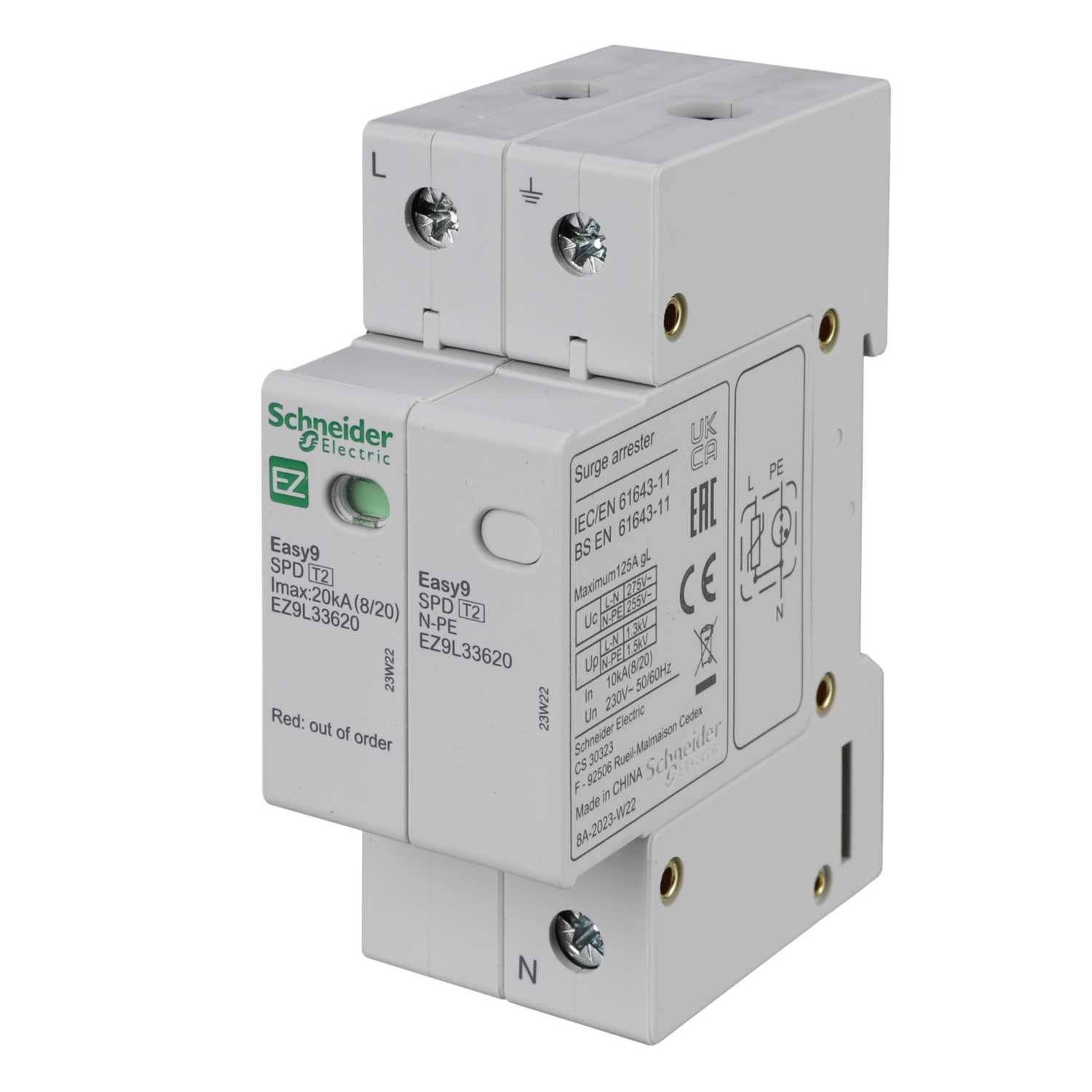 Schneider Easy9 20kA 2 Module Single Pole and Neutral Type 2