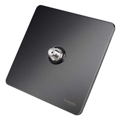 Schneider GET Ultimate 1 Gang Screwless Satellite Socket Black Insert Black Nickel