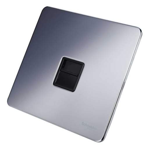 Schneider GET Ultimate 1 Gang Screwless Secondary Telephone Socket Black Insert Polished Chrome