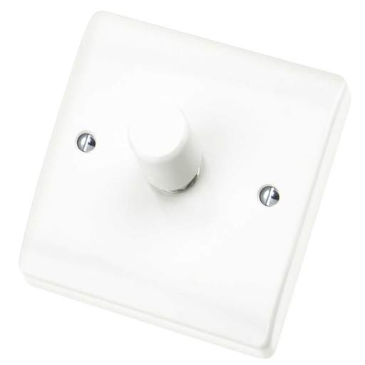 Scolmore Click Curva 250W 1 Gang 2 Way Resistive Inductive Dimmer Switch White