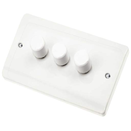 Scolmore Click Curva 250W 3 Gang 2 Way Resistive Inductive Dimmer Switch White