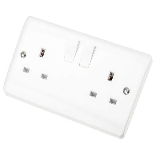 Scolmore Click Curva 13A 2 Gang Switched Socket White