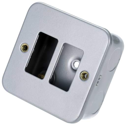 Scolmore Click Gridpro 2 Gang Front Plate with Surface Box Metal Clad