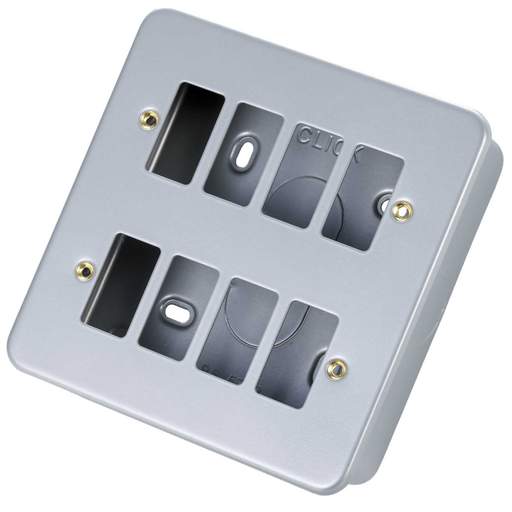 Scolmore Click Gridpro 8 Gang Front Plate with Surface Box Metal Clad