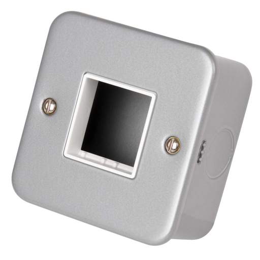 Scolmore Click Mini Grid 1 Gang 2 Module Unfurnished Switch Plates with Back Box Metalclad