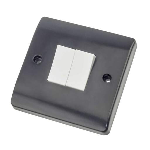 Scolmore Click Part M 10A 2 Gang 2 Way Part M Light Switch White Insert Grey