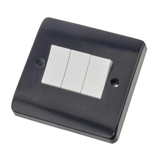 Scolmore Click Part M 10A 3 Gang 2 Way Part M Light Switch White Insert Grey