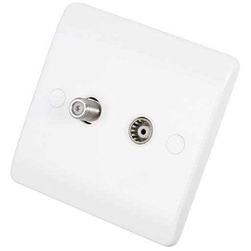 Scolmore Click Mode 1 Gang Non Isolated Satellite and Coaxial Socket White
