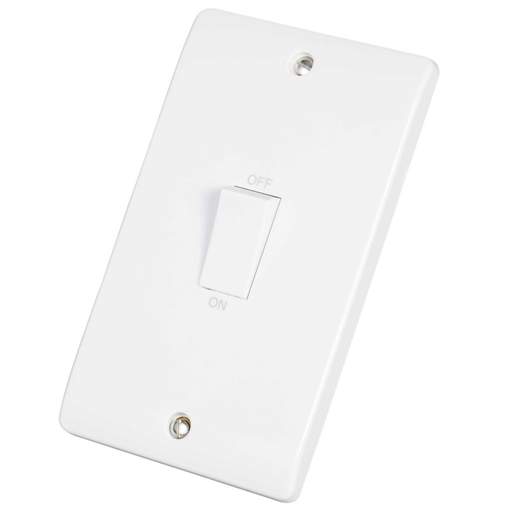 Scolmore Click Mode 45A DP 2 Gang Vertical Switch White