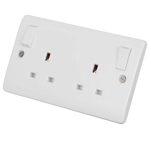 Scolmore Click Mode 13A 2 Gang Switched Socket with Outboard Rockers